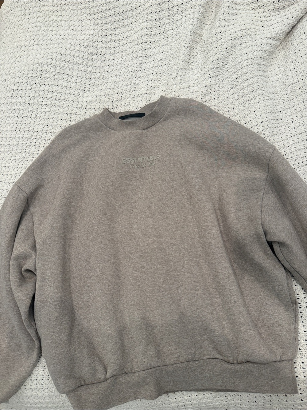 ESSENTIALS Men’s Crewneck Sweater in Taupe Gray